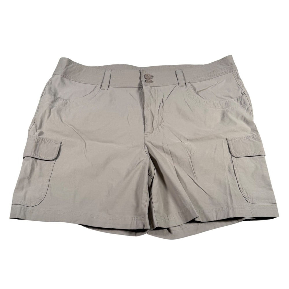 Eddie Bauer Summer Trail Shorts Women 16(FITS 37x5.5) Khaki Cargo Hiking Stretch
